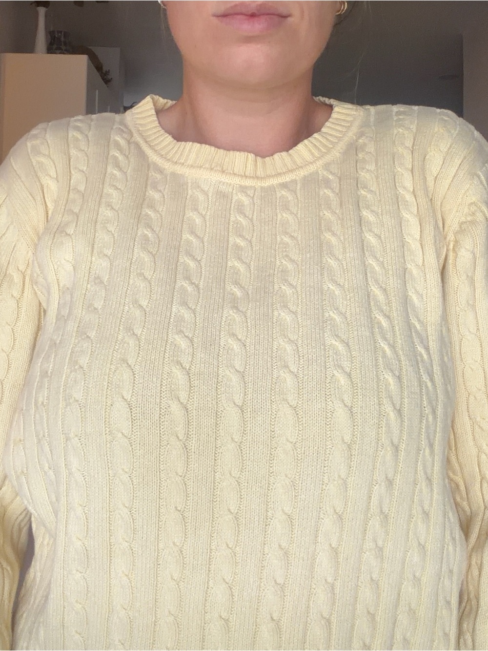 Butter Yellow Cable-Knit Crewneck Sweater - Picture 14 of 14
